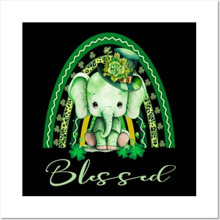 St. Patrick's Blessed Rainbow Adorable Christian Elephant Posters and Art